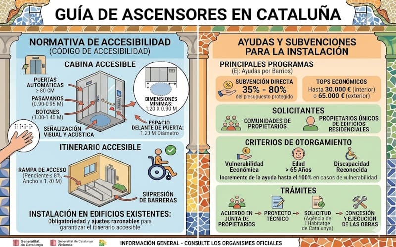 Elevadores y ascensores en Cataluña: normativa de accesibilidad y ayudas para su instalación